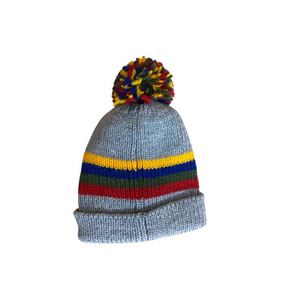 West Loop Kids Winter Hat Glove Set OS Gray Blue Red Mittens Pompom Beanie NEW - Picture 5 of 8